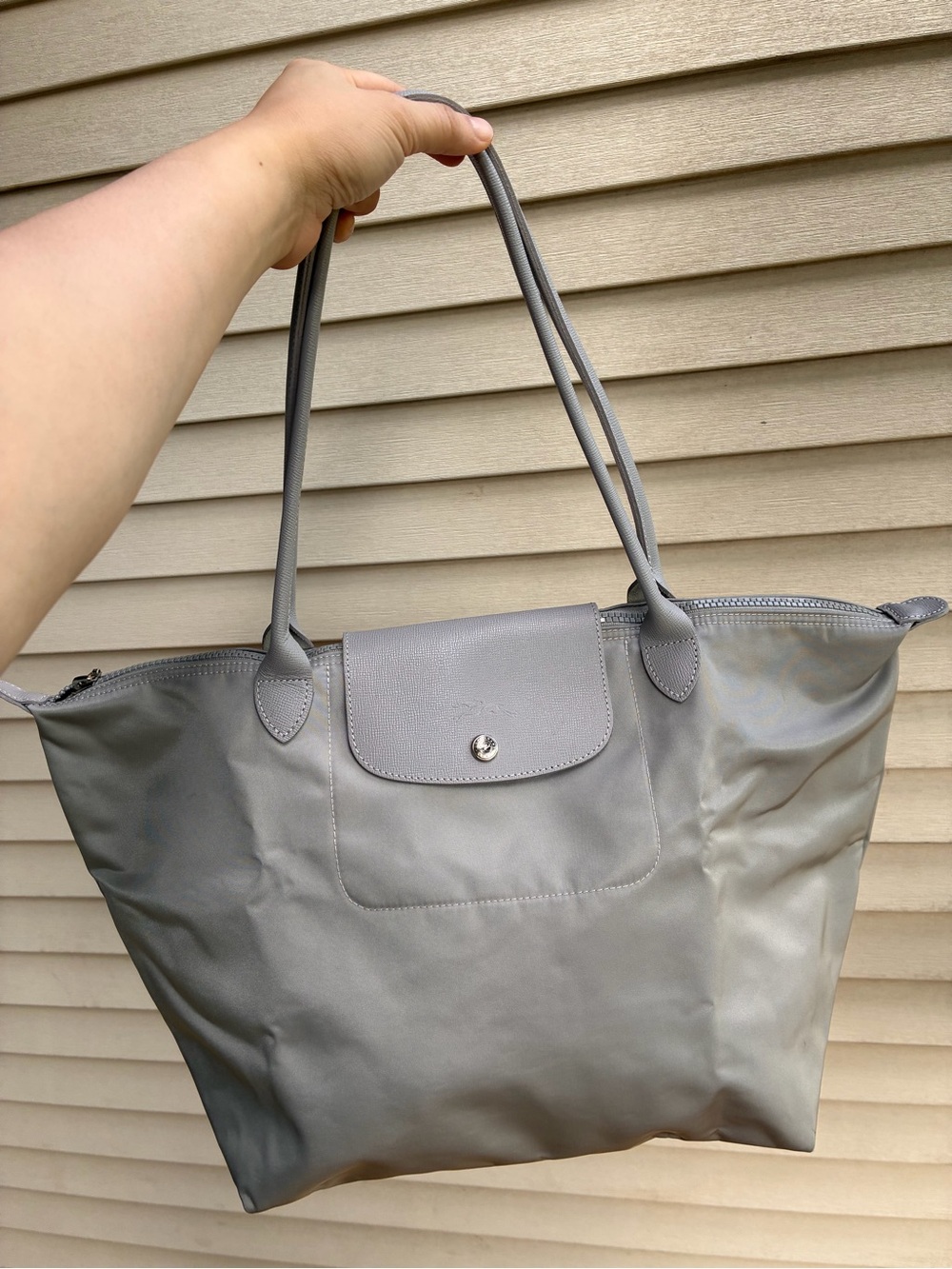 Longchamp Gray Shoulder Tote Bag ( authentic) Large